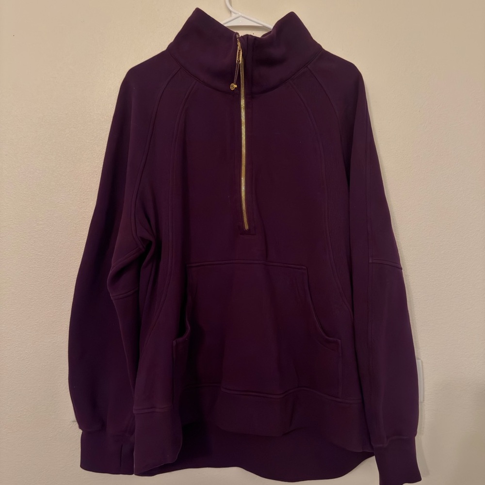 Lululemon Scuba Oversized Funnel-Neck Half Zip Long Dramatic Magenta/Gold XL/XXL